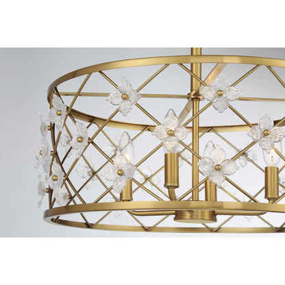 Bailey 4-Light Convertible Semi-Flush or Pendant - Warm Brass