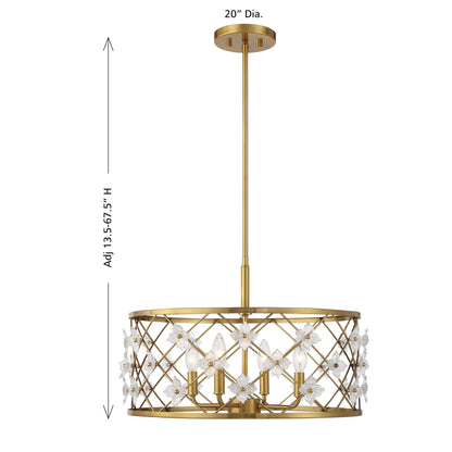 Bailey 4-Light Convertible Semi-Flush or Pendant - Warm Brass
