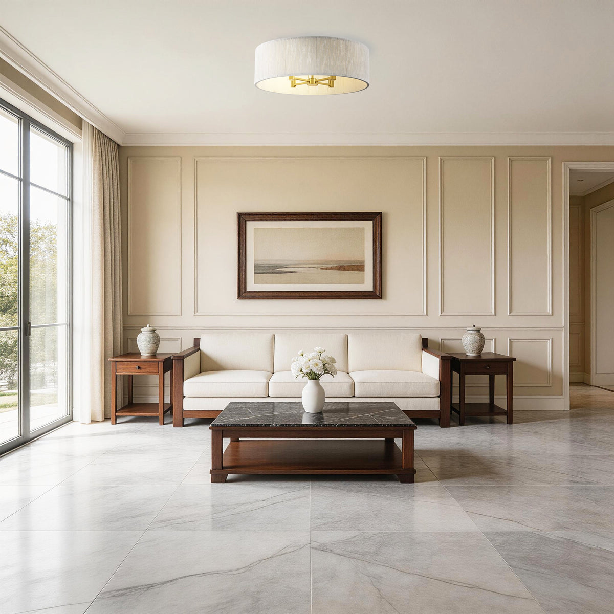 Maynard 4-Light Ceiling Light in Warm Brass White Rope