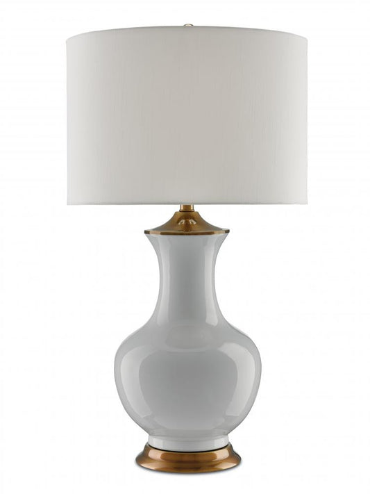 Currey and Company Lilou White Table Lamp White, Antique Brass