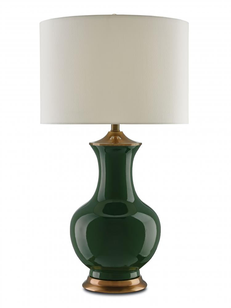 Currey and Company Lilou Green Table Lamp Green, Antique Brass