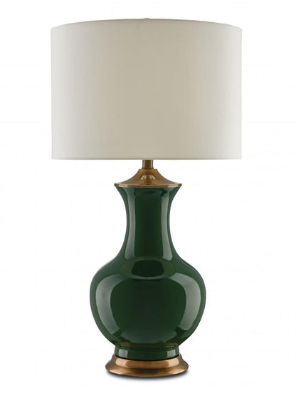 Currey and Company Lilou Green Table Lamp Green, Antique Brass