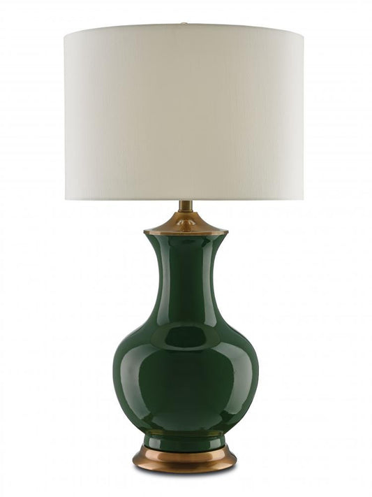 Currey and Company Lilou Green Table Lamp Green, Antique Brass