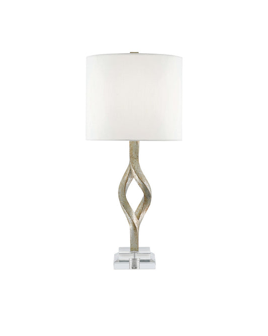 Currey and Company Elyx Silver Table Lamp Chinois Silver Leaf, Clear
