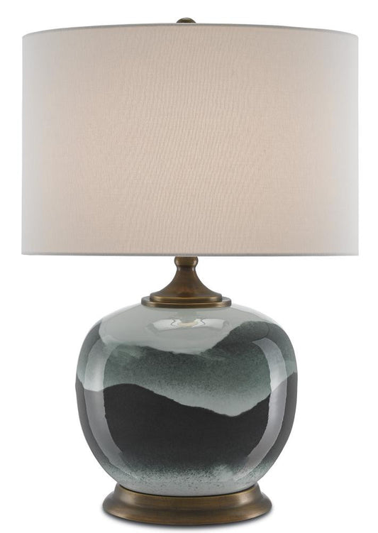Currey and Company Boreal Table Lamp White, Green, Antique Brass