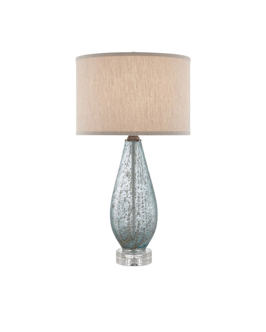 Currey and Company Optimist Blue Table Lamp Pale Blue Speckle, Clear