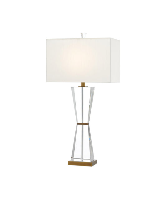 Currey and Company Laelia Clear Table Lamp Clear, Antique Brass