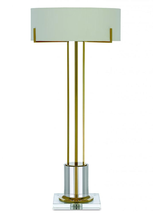 Currey and Company Winsland Brass Table Lamp Polished Brass, Clear