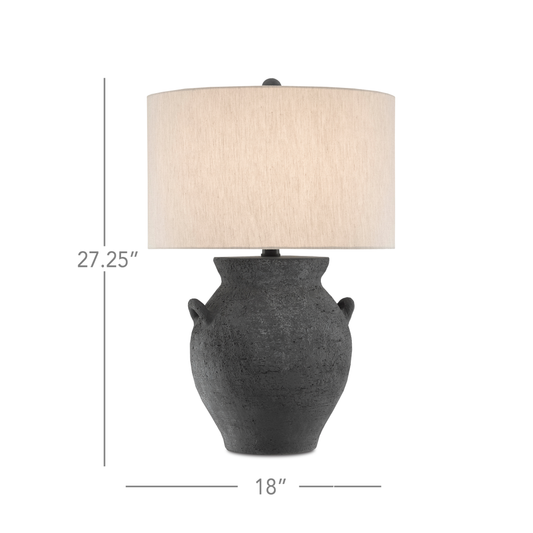 Anza Table Lamp, Black Ash, Satin Black, 27.25"H, Currey and Company (6000-0537 RJ65)