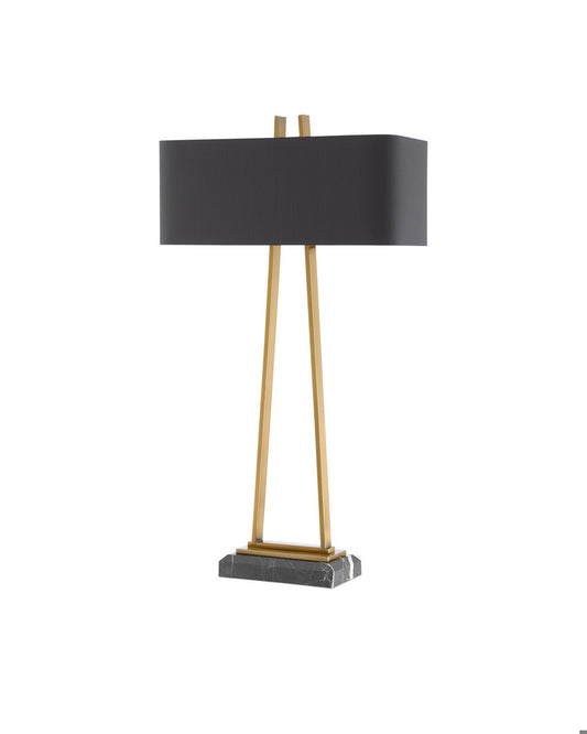 Currey and Company Adorn Large Brass Table Lamp Antique Brass, Black