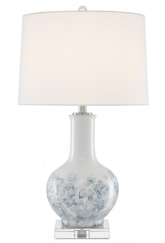 Currey and Company Myrtle White Table Lamp White, Blue, Clear