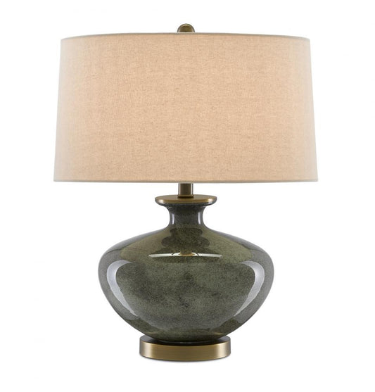 Currey and Company Greenlea Gray Table Lamp Dark Gray, Moss Green, Antique Brass