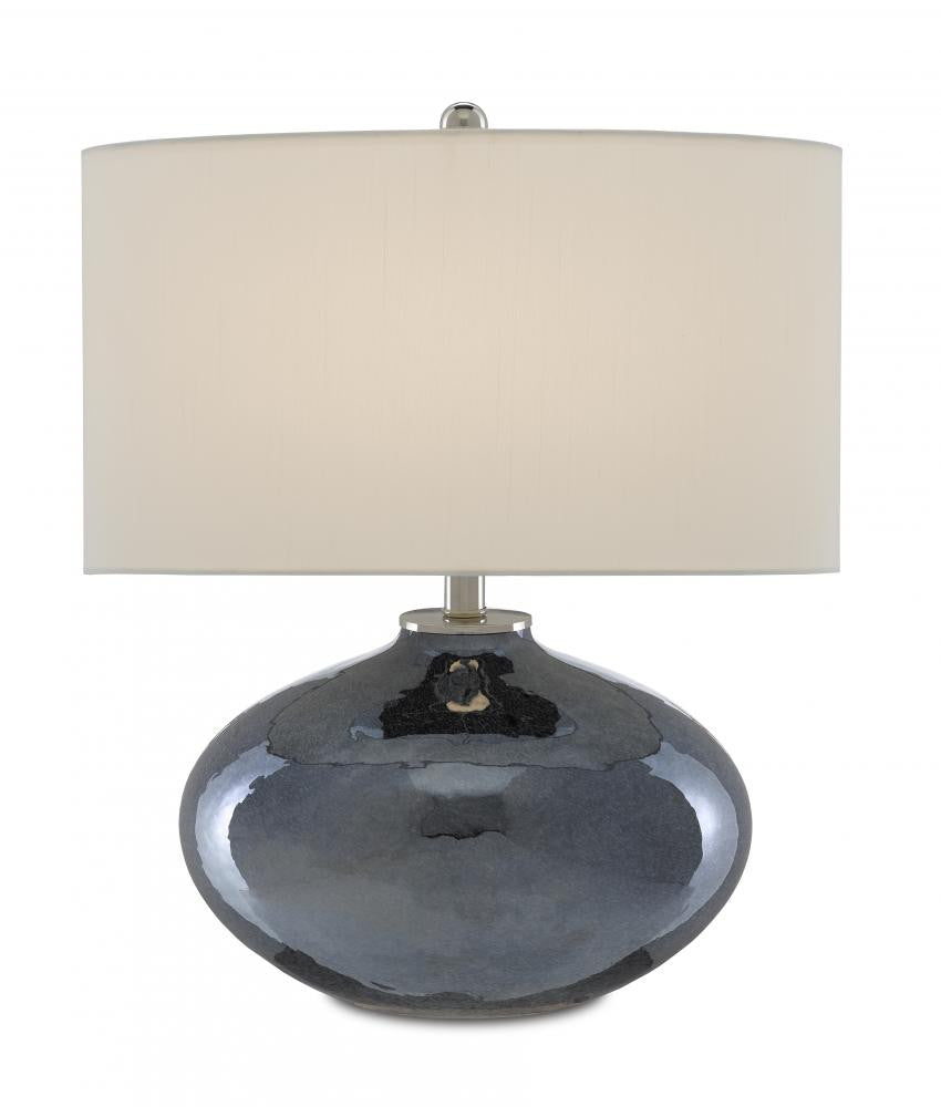 Currey and Company Lucent Blue Table Lamp Blue Mirror, Polished Nickel