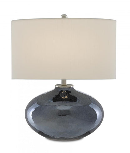 Currey and Company Lucent Blue Table Lamp Blue Mirror, Polished Nickel
