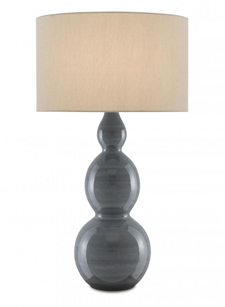 Currey and Company Cymbeline Gray Table Lamp Steel Blue, Antique Brass