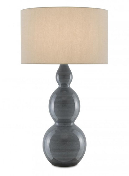 Currey and Company Cymbeline Gray Table Lamp Steel Blue, Antique Brass