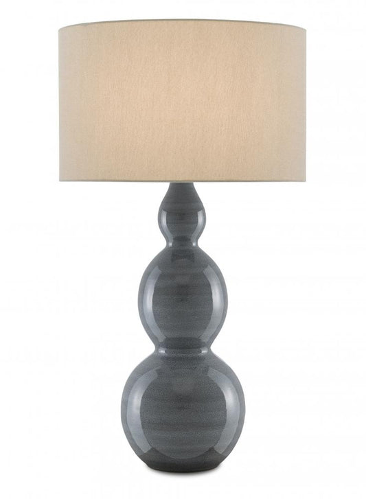 Currey and Company Cymbeline Gray Table Lamp Steel Blue, Antique Brass