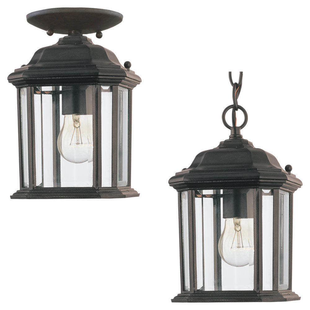 Generation Lighting Kent One Light Outdoor Semi-Flush Convertible Pe Black