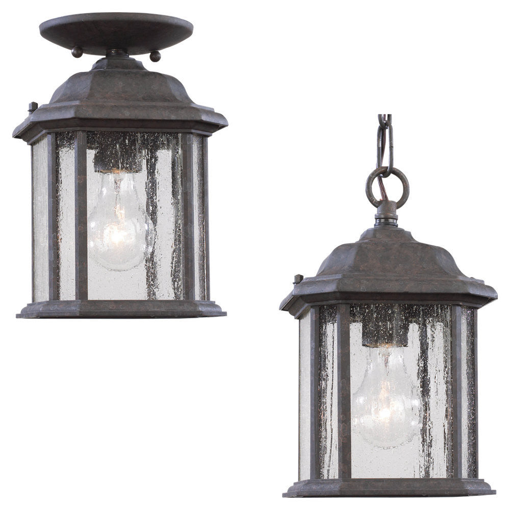 Generation Lighting Kent One Light Outdoor Semi-Flush Convertible Pe Oxford Bronze