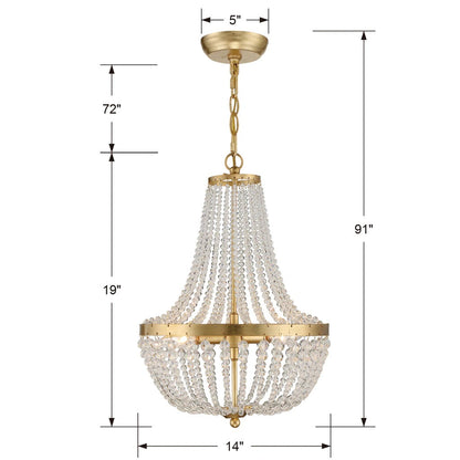 Rylee Mini Chandelier - Antique Gold 19"H, Crystorama (603-GA 2KYNR)