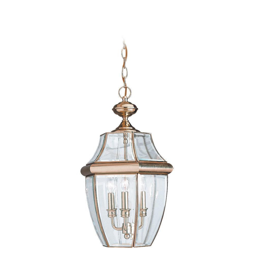 Generation Lighting Lancaster Three Light Outdoor Pendant Polished Brass