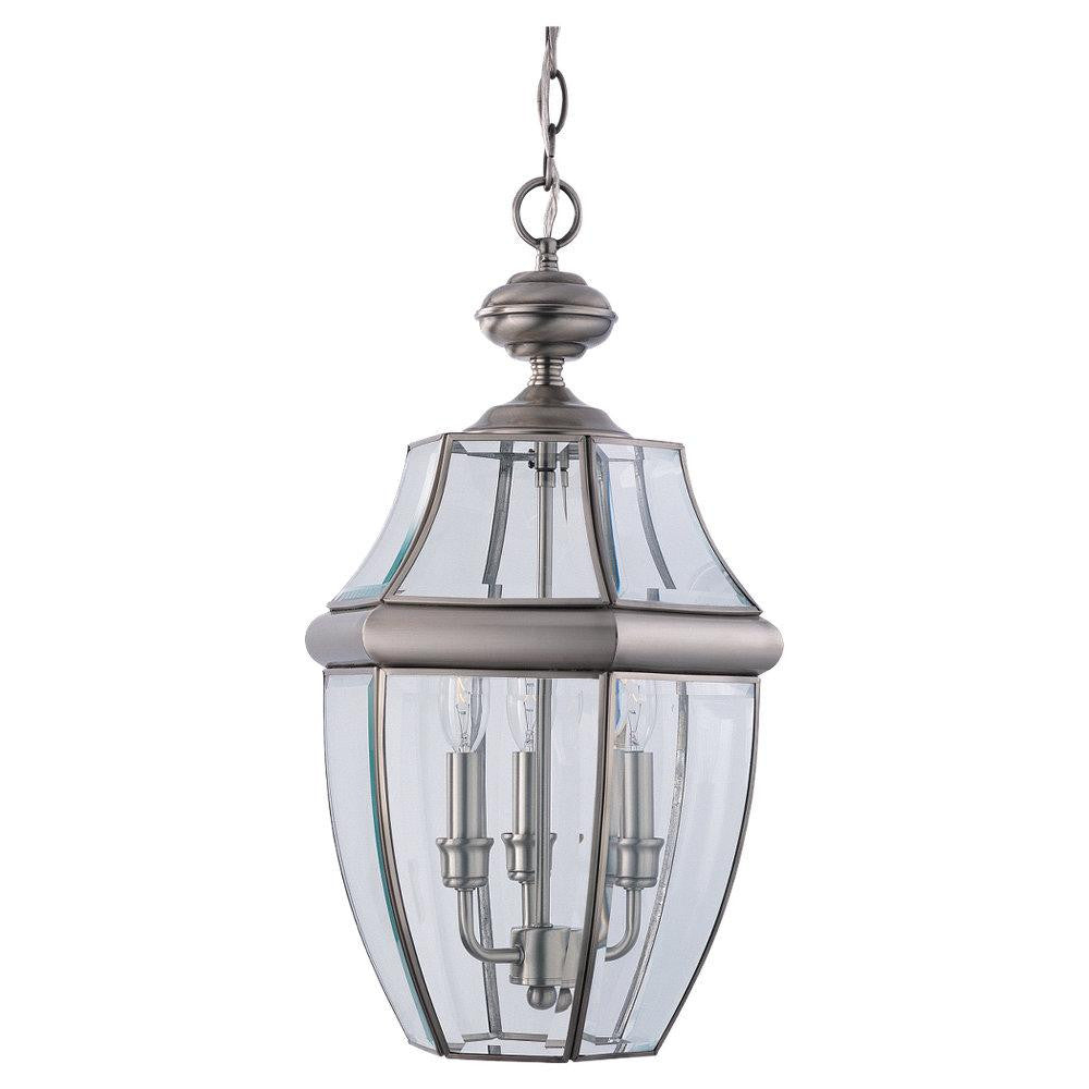 Generation Lighting Lancaster Three Light Outdoor Pendant Antique Brushed Nickel