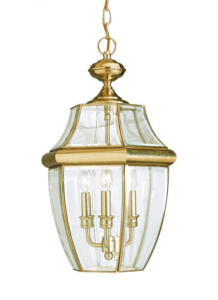 Generation Lighting Lancaster Three Light Outdoor Pendant Polished Brass