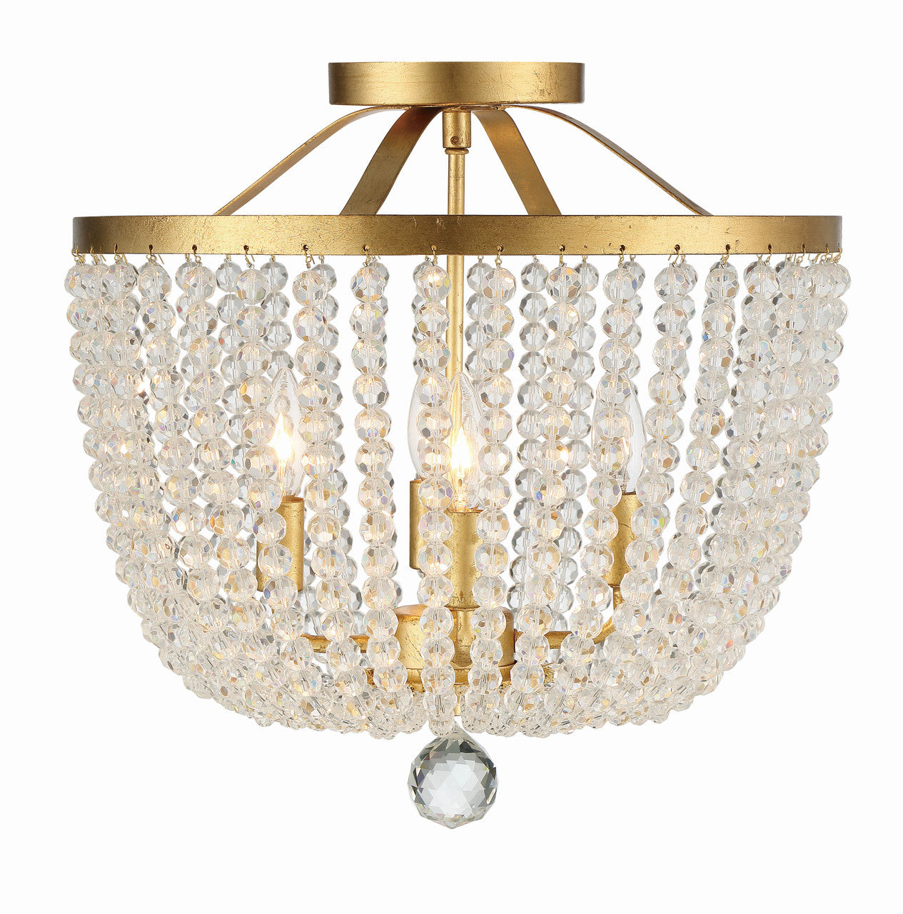 Crystorama Rylee Semi Flush Mount Antique Gold