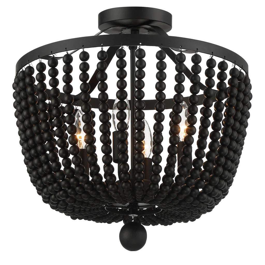 Crystorama Rylee Semi Flush Mount Matte Black