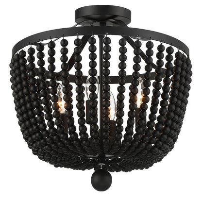 Crystorama Rylee Semi Flush Mount Matte Black