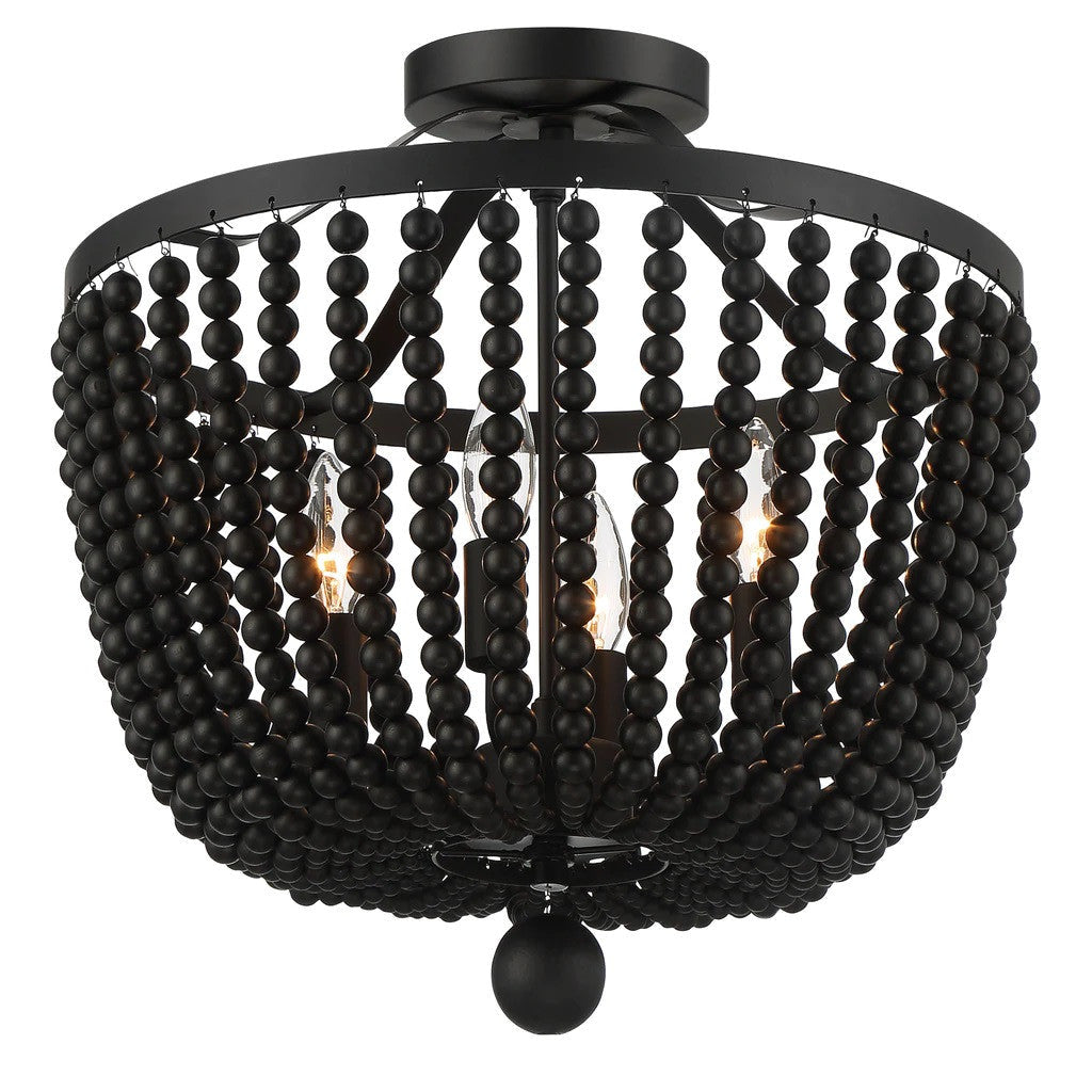 Crystorama Rylee 4 Light Semi Flush Mount Matte Black
