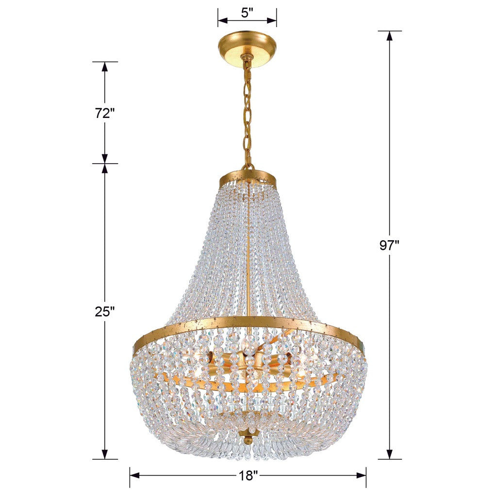 Rylee Chandelier - Antique Gold 23.5"H, Crystorama (608-GA  2KQT9)