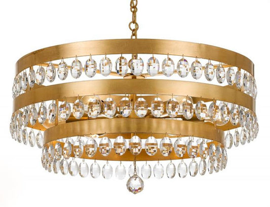 Crystorama Perla 6 Light Chandelier Antique Gold
