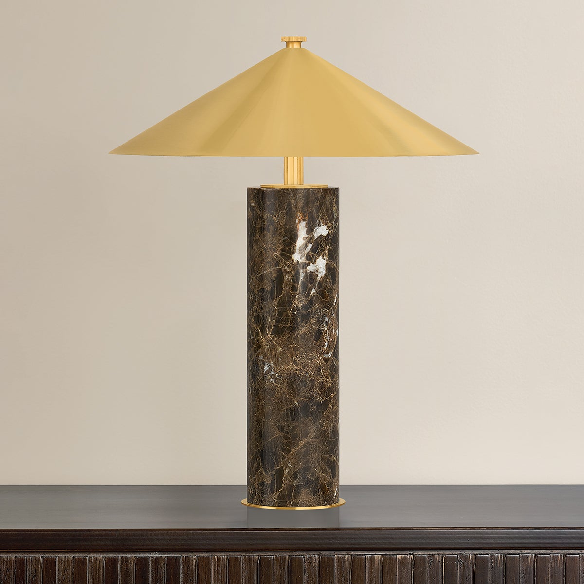 Hudson Valley Permont Table Lamp in Aged Brass, detail