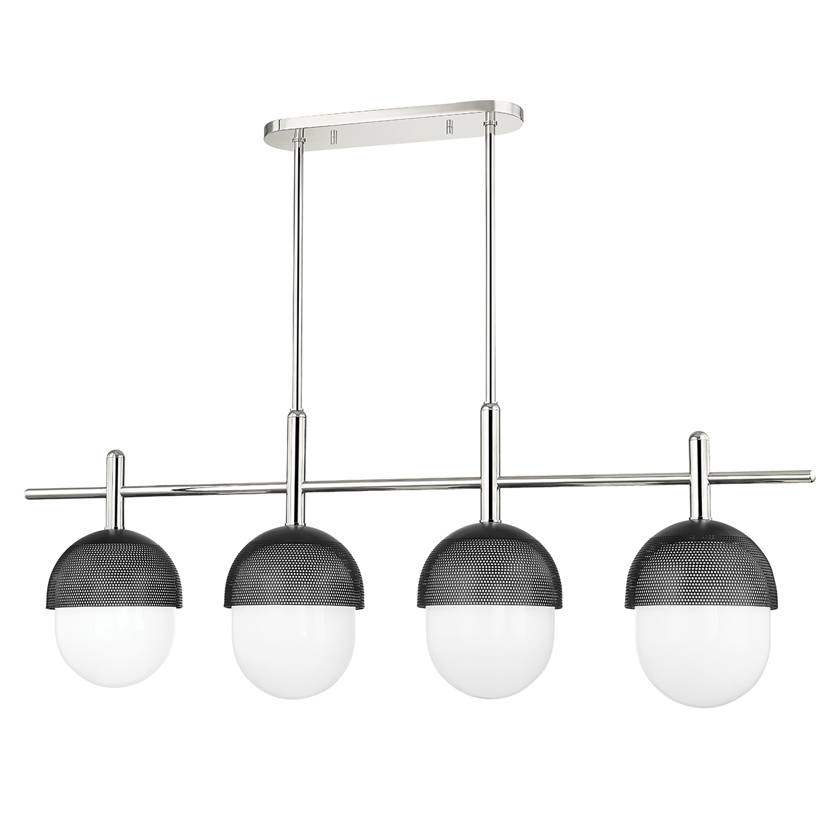 Hudson Valley Nyack 4-Light Linear Chandelier Polished Nickel/Black