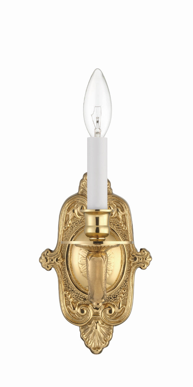 Cast Brass 1 Light Wall Mount Wall Sconce - Polished Brass 9.75"H, Crystorama (641-PB 20FWP)