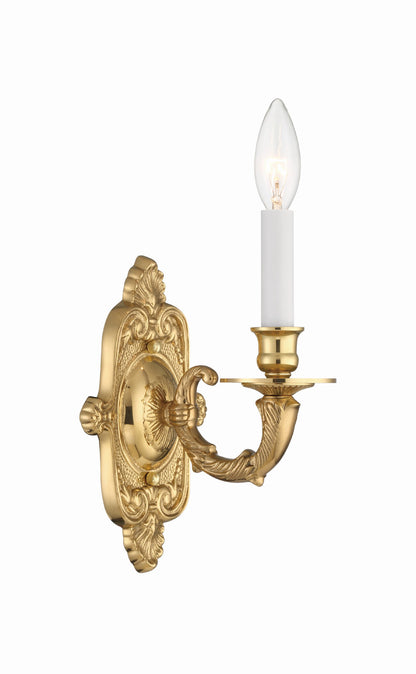 Cast Brass 1 Light Wall Mount Wall Sconce - Polished Brass 9.75"H, Crystorama (641-PB 20FWP)
