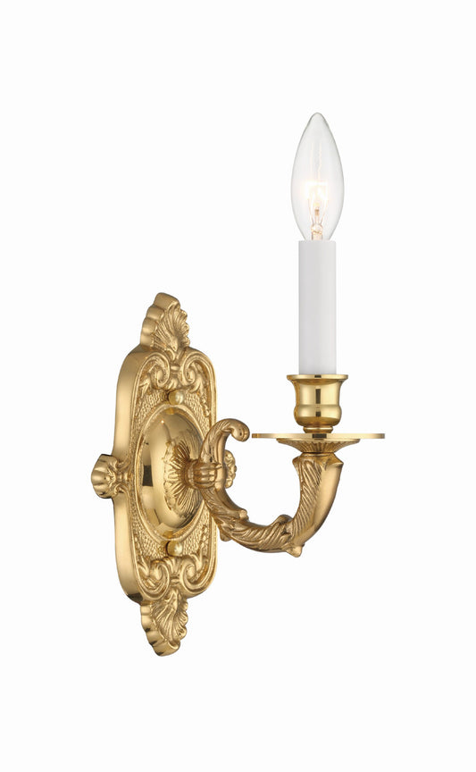 Cast Brass 1 Light Wall Mount Wall Sconce - Polished Brass 9.75"H, Crystorama (641-PB 20FWP)