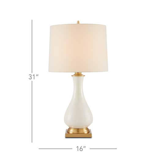 Lynton Cream Table Lamp, Cream Crackle, Brass, 31"H, Currey and Company (6425 9DV0)