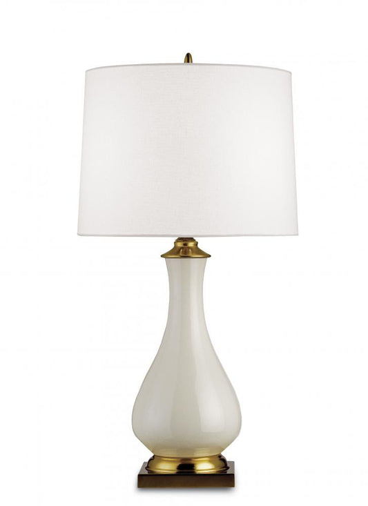 Lynton Cream Table Lamp, Cream Crackle, Brass, 31"H, Currey and Company (6425 9DV0)