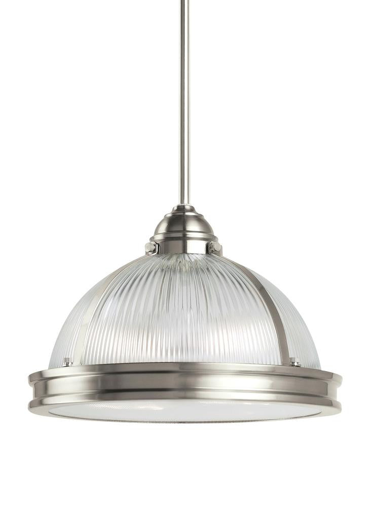 Generation Lighting Pratt Street Prismatic Two Light Pendant Brushed Nickel