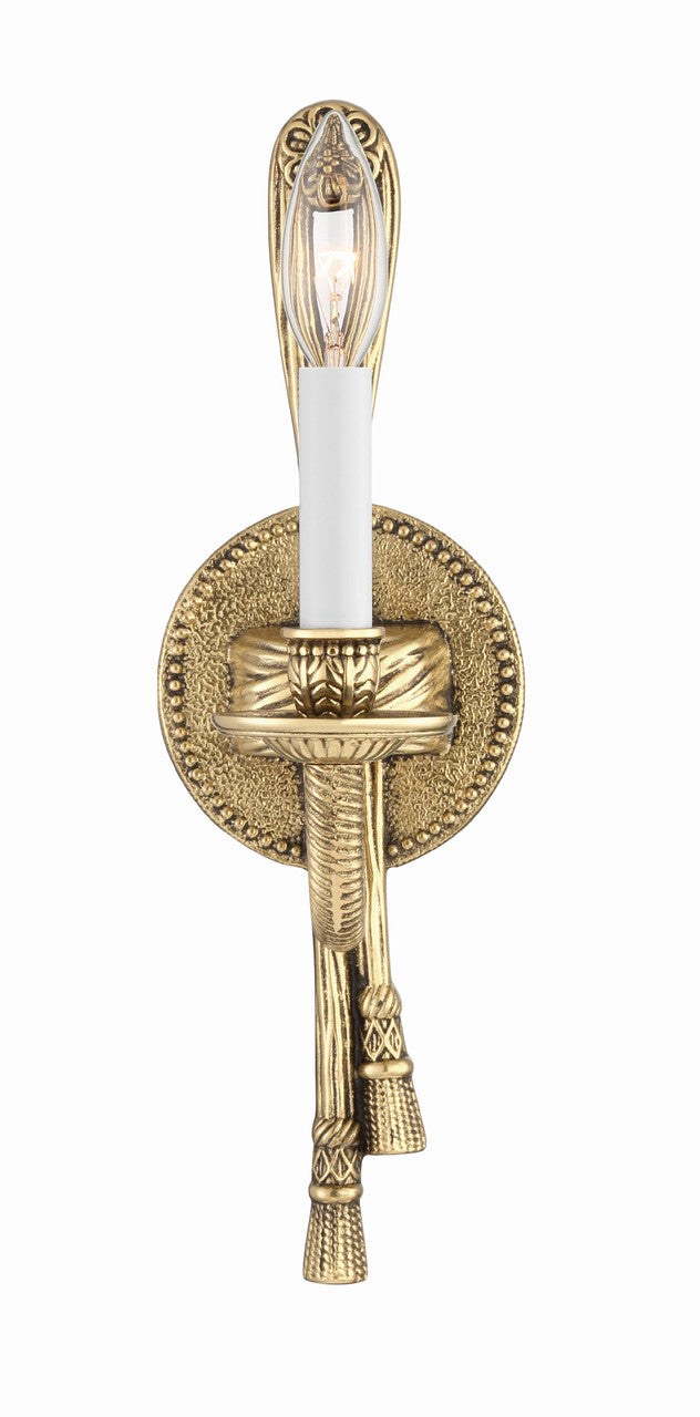 Cast Brass 1 Light Wall Mount Wall Sconce - Olde Brass 15"H, Crystorama (651-OB 20FWY)