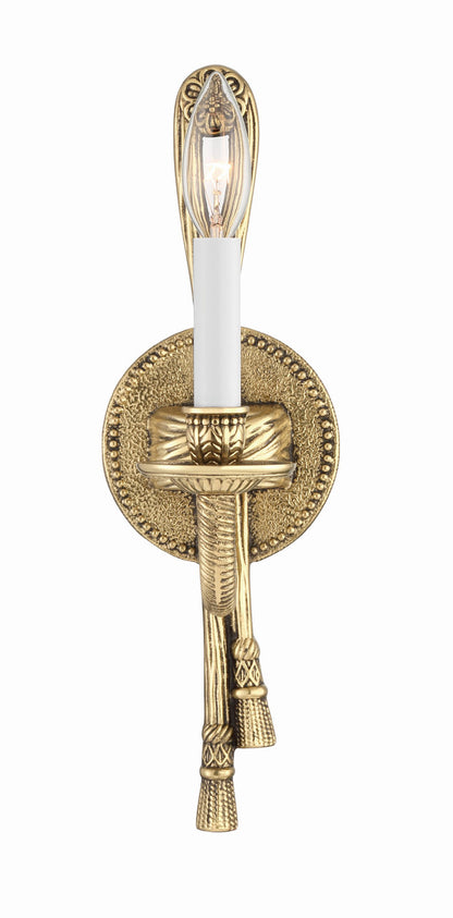 Cast Brass 1 Light Wall Mount Wall Sconce - Olde Brass 15"H, Crystorama (651-OB 20FWY)