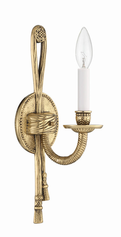 Cast Brass 1 Light Wall Mount Wall Sconce - Olde Brass 15"H, Crystorama (651-OB 20FWY)