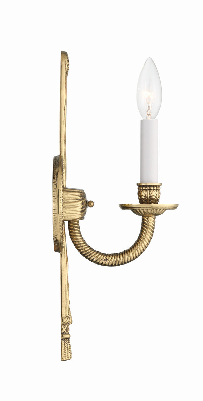Cast Brass 1 Light Wall Mount Wall Sconce - Olde Brass 15"H, Crystorama (651-OB 20FWY)