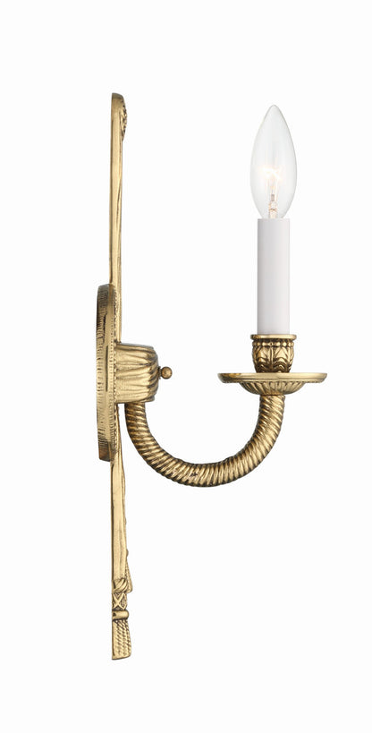 Cast Brass 1 Light Wall Mount Wall Sconce - Olde Brass 15"H, Crystorama (651-OB 20FWY)