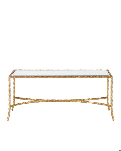 Gilt Twist Cocktail Table, Gilt Bronze, 18"H, Currey and Company 4057