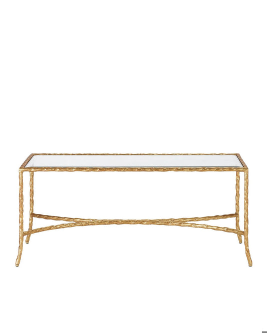 Gilt Twist Cocktail Table, Gilt Bronze, 18"H, Currey and Company 4057