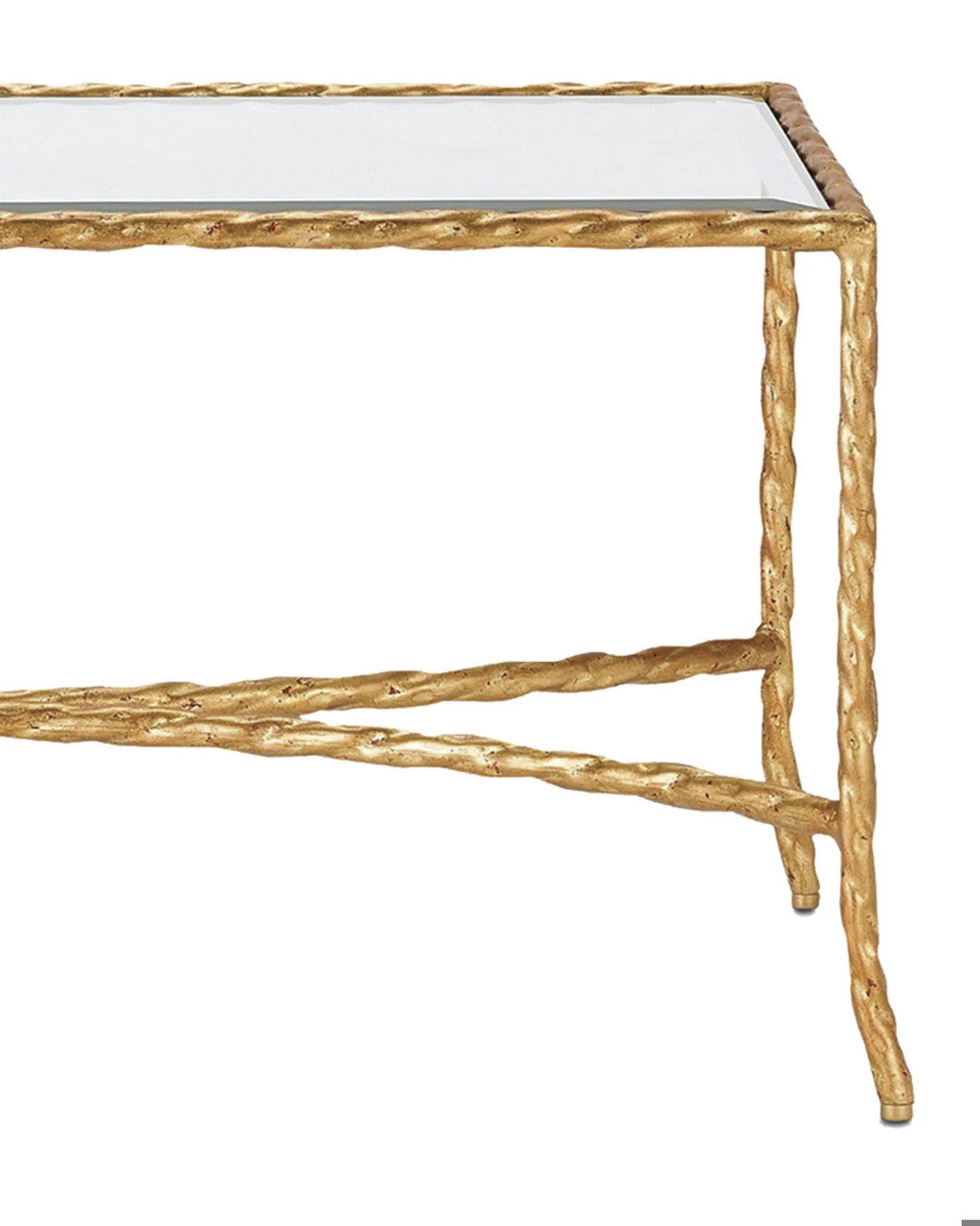 Gilt Twist Cocktail Table, Gilt Bronze, 18"H, Currey and Company 4057