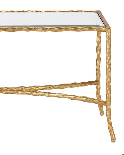 Gilt Twist Cocktail Table, Gilt Bronze, 18"H, Currey and Company 4057